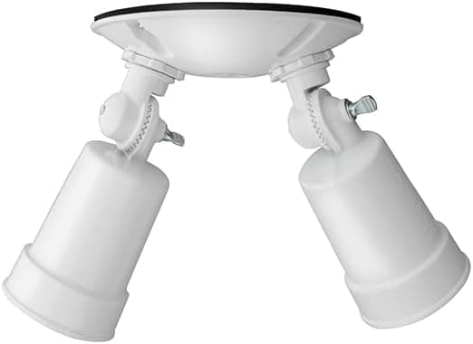 Lithonia Lighting Outdoor Flood Light Fixture, Adjustable Twin Par Flood Light Holder for Safety and Security, 120 Volts, Uses 2 Lamps Up to 150W (Not Included), White (OFTH 300PR 120 WH M12)