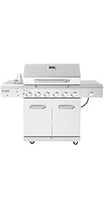 Nexgrill Deluxe 6-Burner Propane Gas Grill with Ceramic Searing Side Burner, Rotisserie Kit, 60,000 BTUs Output, and Stainless Steel Control Panel, BBQ Grill Perfect for Outdoor Gatherings - 720-0896B
