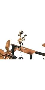 Handmade Metal Drummer Windmill, Drummer Windmill Garden Decoration, Percussionist Music Figurines,Fun Wind-Powered Sculpture Home Decor