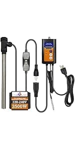 1500W Titanium Fully Submersible, Portable Electric Hot Tub immersion Water Heater with Thermostat, GFCI Leakage protection for pool, Bathtubs, Buckets, baptistry, Saltwater Most of Liquid