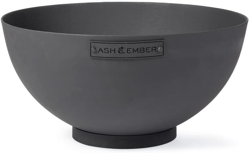 Ash & Ember 29" Hemisphere Fire Pit, Wood Burning Backyard Fireplace, Round Flat Flanged Base, Cast Iron High-Temp Black Paint Fire Bowl, Portable Outdoor Firepit