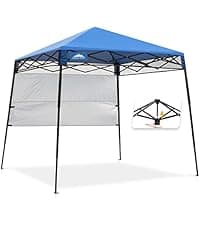 EAGLE PEAK Pop Up Canopy Tent with Wheeled Carry Bag, 8 Stakes, 4 Ropes, 4 Weight Bags, Easy Set Up Tent Canopy, 10x10 ft, 100sqft of Shade, Blue