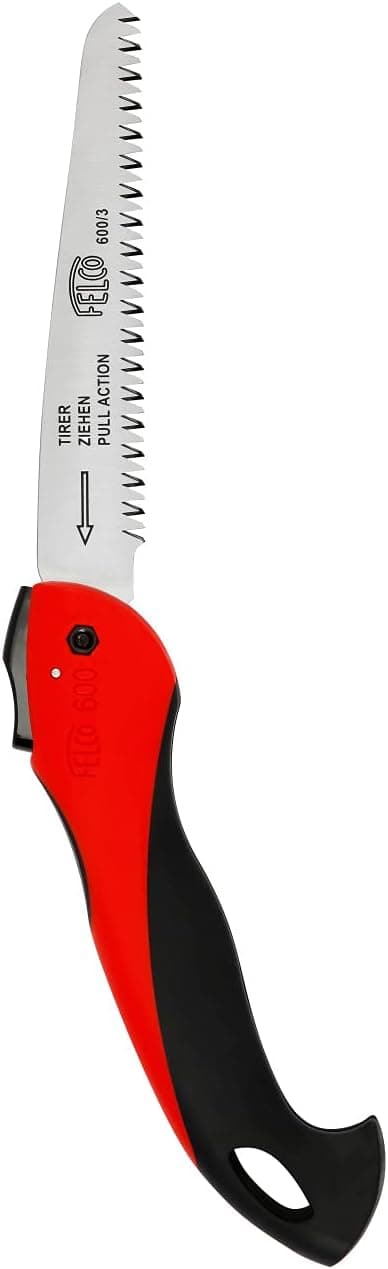 FELCO Folding Saw (F 600) - Classic Tree Pruning Saw with Pull-Stroke Action, Red