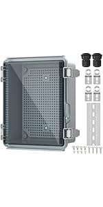 Joinfworld Lockable Outdoor Weatherproof Electrical Box for Electronics Outside 11.4x7.5x5.5 Weather Proof Electrical Box Plastic Nema 4 Enclosure Clear