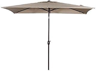 Abba Patio Rectangular Patio Umbrella Outdoor Market Table Umbrella with Push Button Tilt and Crank, 6.6 by 9.8 Ft, Beige
