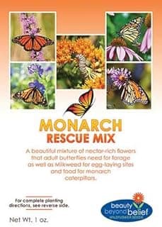 Monarch Butterfly Rescue Wildflower Seed Packet - 1oz, Open-Pollinated Wildflower, No Fillers, Annuals, Perennials and Milkweed Seeds for Monarch Butterfly 1oz