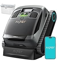 AIPER Cordless Robotic Pool Cleaner, Pool Vacuum with Self-Parking Technology, Portable, Ideal for Above-Ground Flat Pool up to 40 Feet, Grey