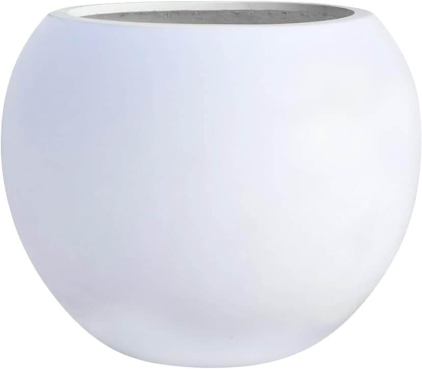 Globo 9.7" H x 12" D Fiberstone Premium Large Planter, (White), 7.8" Pot Opening, Sphere Drainage Pots, Lightweight Outdoor Planters, Planter for Indoor and Outdoor use, Gifts for Mom.