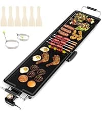ARLIME Electric Griddle, 35" Teppanyaki Grill w/Extra Large Tabletop, Portable BBQ Grill Electric with Drip Pan & Adjustable Temperature, Long Griddle for Party, Home, Camping, Cooking