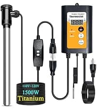 1300W Portable Submersible Titanium Water Heater with Gfci Plug, Immersion Water Heater with Thermostat for Bathtub, Bucket, Spa, Min Pool, Small Inflatable Hot Tub Water Heaters Parts