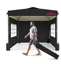 10x10 Pop Up Canopy with Sidewalls, Easy Up Canopy Tent, Heavy Duty Tents for Parties, One Person Set Up Event Tent, Grey