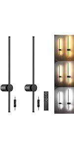 ENCOMLI Dimmable Plug in Wall Sconces, Swing Arm Wall Lamp, Wall Sconces Set of Two, Plug in Wall Light, Sconces Wall Decor Set of 2, Linen Fabric Shade, 2pcs Bulbs Included