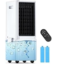 42 INCH Portable Air Conditioners w/Remote & LED Touch Screen, 4 Modes & 3 Speeds, 1-Gal Tank for 15H Cooling Evaporative Air Cooler, 12H Timer for Smart Auto-Off, 90° Oscillating Swamp Cooler