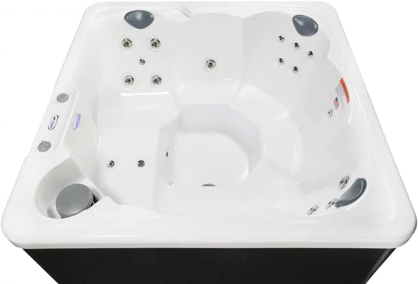 Hudson Bay HB19 6-Person Hot Tub with 19 Therapy Jets and Digital Controls – White Acrylic Interior and Mocha Exterior Cabinet - Ideal for Backyard Relaxation and Hydrotherapy