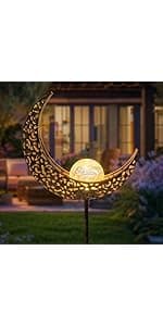 HOMEIMPRO Outdoor Garden Solar Lights Stake, Mothers Day Gifts Mom,Crackle Glass Metal Flower Waterproof LED Fairy Lights for Pathway,Lawn,Patio or Courtyard,Gardening Gifts Women (Bronze)
