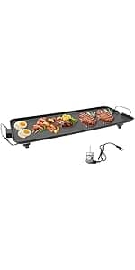 Nonstick Electric Barbecue Grill,BBQ Grill 32-482℉ Adjustable Temperature, Portable Electric Grill Outdoor, 1500W Electric Grill Plate for Yard, Travel, Picnic, Camping, Party