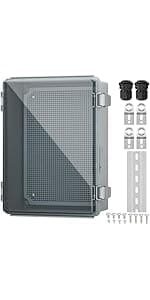 Joinfworld Lockable Outdoor Weatherproof Electrical Box for Electronics Outside 11.4x7.5x5.5 Weather Proof Electrical Box Plastic Nema 4 Enclosure Clear