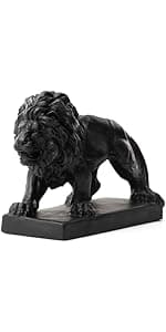 Glitzhome Guardian Sitting Lion Statue Regal Indoor and Outdoor Garden Sculpture for Home Entrance Porch and Yard, 20.5in Tall, Bronze