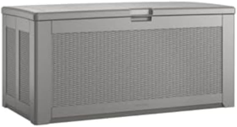 Rubbermaid Extra Large Resin Outdoor Storage Deck Box (134 Gal), Weather Resistant, Gray, Deck Organization for Home/Backyard/Pool Chemicals/Toys/Garden Tools/Porch/Patio Cushions