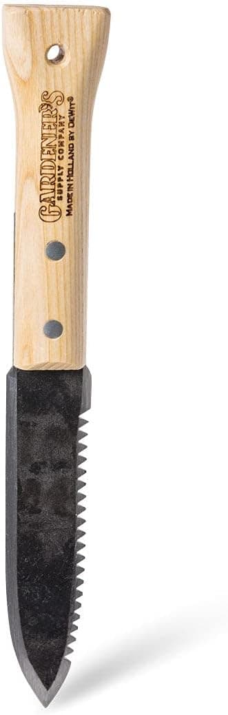 Gardener's Supply Company Lifetime Hori Hori Garden Knife, Multi-Purpose Garden Tool Hand-Forged High-Carbon Steel Blade with Rounded Hardwood Handle for Weeding, Digging & Cutting