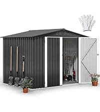 DWVO 6x4ft Storage Shed for Outdoors, Metal Sturdy Weatherproof Tool Locker with Secure Door and Ventilation for Equipment, Mowers, Bikes, Outdoor Spaces, Dark Gray