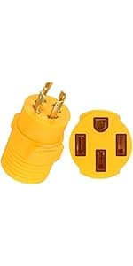 Kanayu Generator to Welder Adapter Compatible with Nema L14-30p to 6-50r 30 Amp 4 Prong Lock Male Plug to 3 Prong Female Receptacle Adapter Dryer Ev Charger Power Cord Connector 250v(Yellow)