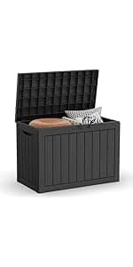 230 Gallon Lockable Resin Deck Box, Waterproof Outdoor Storage Box for Patio Furniture, Garden Tools, Pool Accessories, UV-Resistant Outside Delivery Brown