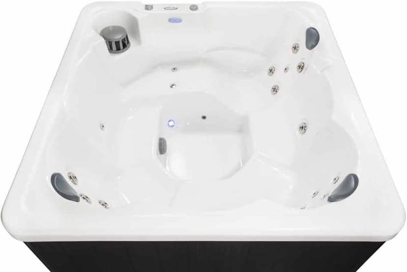 Hudson Bay HB19 6-Person Hot Tub with 19 Therapy Jets and Digital Controls – White Acrylic Interior and Mocha Exterior Cabinet - Ideal for Backyard Relaxation and Hydrotherapy