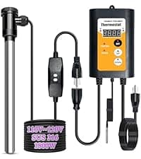 1300W 110-120V Submersible Immersion Water Heater - Portable Bucket Heater for Hot Tubs/Bathtubs/Small Pools, 316SS GFCI Leakage Protection Plug Water Heater with Adjustable Temp & Rustproof