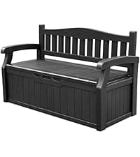 Devoko 100 Gallon Waterproof Large Resin Deck Box Indoor Outdoor Lockable Storage Container for Patio Furniture Cushions Garden Tools (100 Gallon, Black)