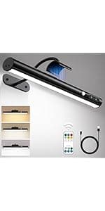 Hapfish Motion Sensor Battery Operated Wall Sconce, Wireless Picture Lights for Wall, Rechargeable Magnetic Art Lighting with Remote Control, Battery Picture Light for Poster Dartboard Mirror – Gold