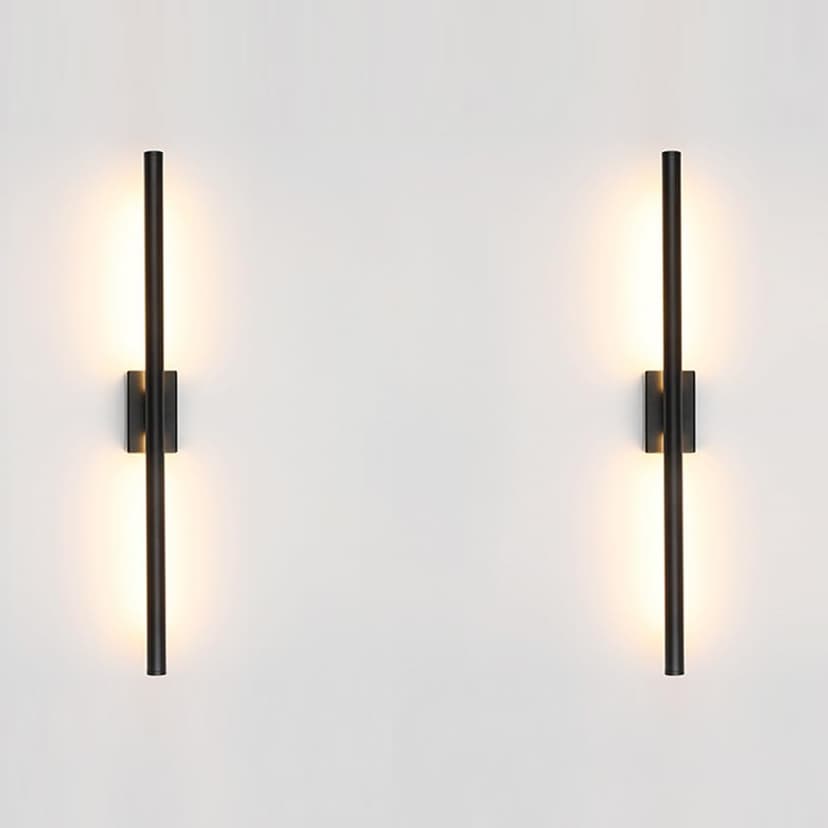 Only Suitable for Small Junction Box Hardwired Minimalist Dimmable Black Tube Linear Wall Sconce 24 Inch Mirror Vanity Light for Bathroom Living Room Bedroom Corridor (2 Pack, 24'', Black, Dimmable)