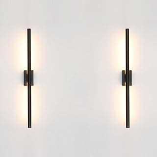 Only Suitable for Small Junction Box Hardwired Minimalist Dimmable Black Tube Linear Wall Sconce 24 Inch Mirror Vanity Light for Bathroom Living Room Bedroom Corridor (2 Pack, 24'', Black, Dimmable)