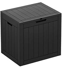 KAMABOKO 31 Gallon Outdoor Storage Box, Resin Deck Boxes Indoor and outdoor, Waterproof Storage Box Lockable Lid for Garden Tools, Package Delivery, Pool Supplies, Patio Cushions, Grey