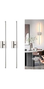 Wall Sconces Set of 2, Modern Hardwired Sconces Wall Decor, 24 Inch Dimmable Sconces Wall Lighting, Black Gold Wall Light Fixtures, 3000K LED Wall Lights for Bedroom, Living Room, Bathroom