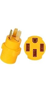 Kanayu Generator to Welder Adapter Compatible with Nema L14-30p to 6-50r 30 Amp 4 Prong Lock Male Plug to 3 Prong Female Receptacle Adapter Dryer Ev Charger Power Cord Connector 250v(Yellow)