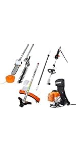 33cc 2-Cycle Gas Multi-Trimmer | 4-in-1 String Trimmer w/Rotatable Pole Saw, Weed Eater Weed Wacker, Brush Cutter & Hedge Trimmer Gas for Lawn, Yard, Garden Care, All-in-one Garden Tool
