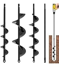 K-Brands Auger Drill Bit for Planting 2 Pack 1.6 x 16 Inch & 3.5 x 16 Inch Set – Garden Spiral Hole and Bulb Planter Tool for Umbrella Holes - Compatible with 3/8 Inch Hex Drive