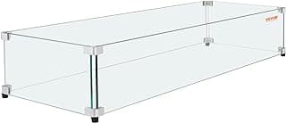 Glass Wind Guard for Rectangular Fire Pit Table 31 x 12.5 x 6.5 Inch, 0.31 inch Thick and Sturdy Tempered Glass Panel with Hard Aluminum Corner Bracket & Rubber Feet, Easy to Assemble