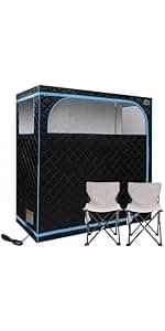 2 Person Infrared Sauna | Full Size Portable Sauna Tent | FAR Infrared Sauna for Home, 1,350watt, Home Saunas with Heating Foot Pad*2, Portable Chair*2, (L56.7 x W31.5 x H59.4, Black)