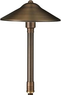 VOLT Max Spread 12V Solid Brass Mini Path Light (15" Tall, 9" Shade) for Low Voltage Landscape Lighting on Outdoor Pathway, Walkway, Garden, Driveway or Patio