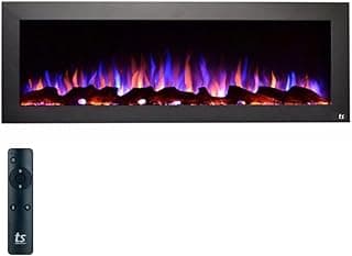 Touchstone Sideline Indoor/Outdoor Decorative Electric Fireplace -No Heat -GFI Plug for Outdoor Use -50" Wide -in Wall Recessed or Wall Mount -Realistic 3 Color Flame -Log & Crystal -Model 80017