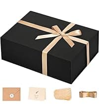 LIFELUM Gift Box 13''x10''x5'' Large Black Mother's Day Gift Boxes with Magnetic Lids Luxury Gifts Box for Mom Groomsman Proposal Contains Card, Ribbon, Filler Birthday Gift Packging