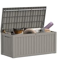 45 Gallon Outdoor Storage Box, Resin Deck Box Waterproof, Storage Chest for Outside Patio Furniture Cushions, Pool Supplies, Garden Tools, UV Resistant and Weatherproof, Greige