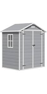 Greesum Outdoor Horizontal Resin Storage Sheds 34 Cu. Ft. Weather Resistant Resin Tool Shed, Extra Large Capacity Weather Resistant Box for Bike, Garbage Cans, Lawnmowe, Without Divider, White