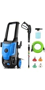 Electric Pressure Washer, 5000PSI 4.0GPM Heavy Duty Power Washer with 33 FT Extension Hose, 4 Quick Connect Nozzles and Foam Cannon for Cars/Fences/Driveways/Patios/Home Cleaning, Green