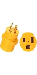 Kanayu Generator to Welder Adapter Compatible with Nema L14-30p to 6-50r 30 Amp 4 Prong Lock Male Plug to 3 Prong Female Receptacle Adapter Dryer Ev Charger Power Cord Connector 250v(Yellow)