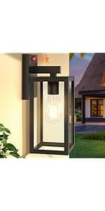 BesLowe Outdoor Wall Mount Light Fixture, Exterior Wall Lantern Waterproof, Black Outside Porch Sconce Lighting with Matte Black Finish & Glass Shade for House Garage Doorway Patio, E26 Socket