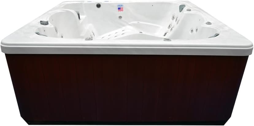 Home & Garden HG90 6-Person Hot Tub with 90 Therapy Jets and Bluetooth Audio – Sterling or White Acrylic Interior and Mocha Exterior Cabinet - Ideal for Backyard Relaxation and Hydrotherapy