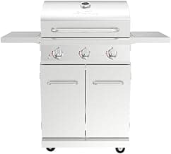 Nexgrill Stainless Steel 3-Burner Propane Gas Grill w/Foldable Side Shelves, 40,500BTUS, 591.05 sq. in. Cooking Area, Perfect for Outdoor Cooking & Grilling, BBQs, Backyard, Tailgating, 720-0830MN